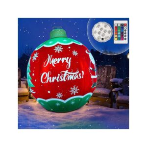 Inflatable Christmas Ball with LED Light and Remote for Yard or Pool Decorations