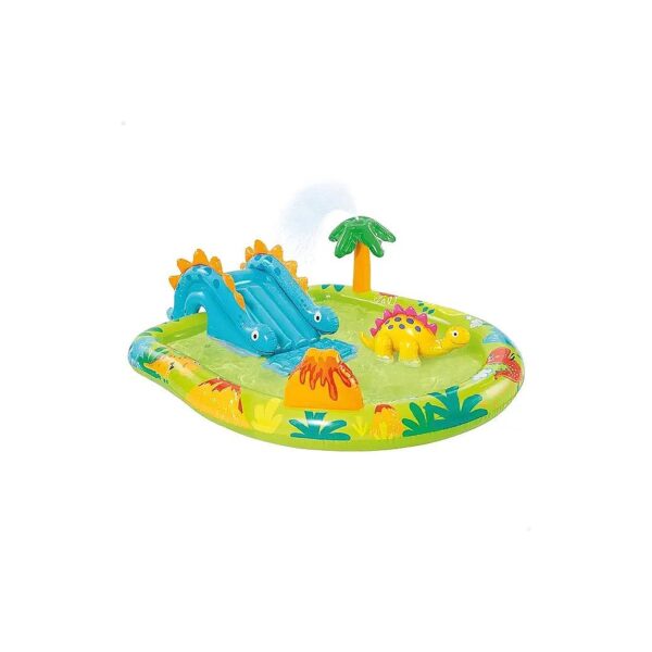 Inflatable Dinosaur Play Center with Water Slide and Sprayer for Children