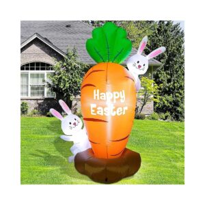 Inflatable Easter Decorations for Yard and Garden 5 ft Bunny with Carrot and LED Lights