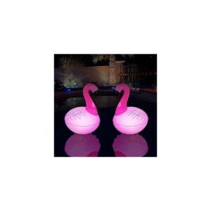 Inflatable Flamingo Solar Pool Lights for Pools, Patios, and Outdoor Decor