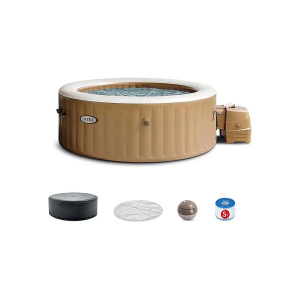 Inflatable Hot Tub Spa with Push Button Control Panel and Saucer-Shaped Design