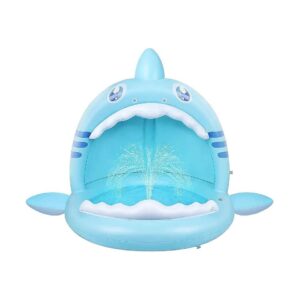 Inflatable Kiddie Pool with Canopy and Water Sprinkler for Little Ones' Summer Fun