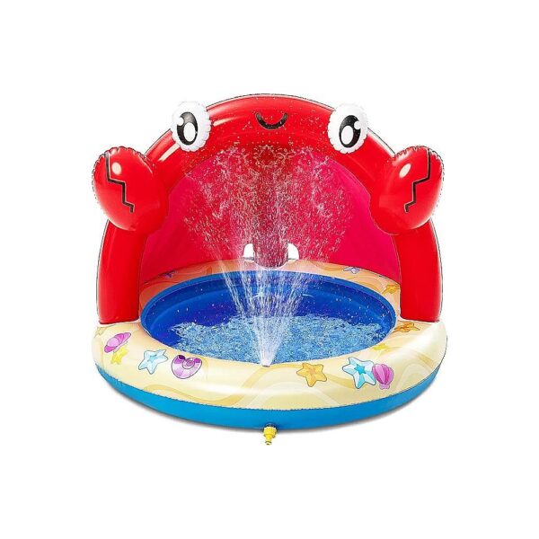 Inflatable Kid's Water Play Pool with Canopy and Water Sprinkler for Outdoor Summer Fun