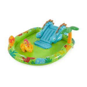 Inflatable Play Pool Center with Mini Slide and Inflatable Dinosaur Design