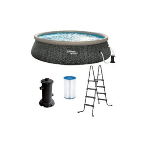 Inflatable Round Swimming Pool with Filter Pump and Ladder for Stress-Free Water Fun