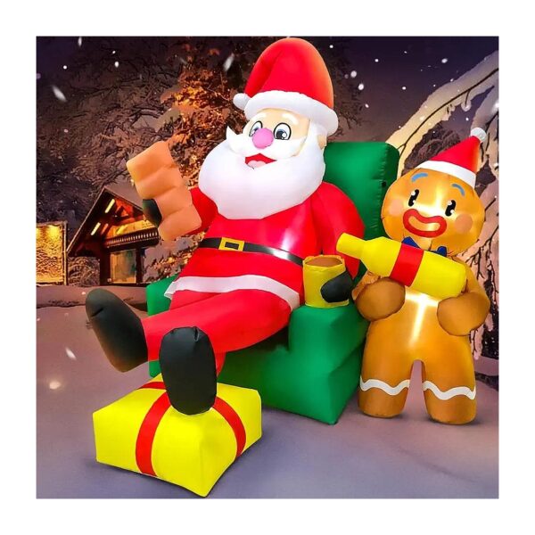 Inflatable Santa Claus Yard Decoration for Christmas Party Holiday with LED Lights