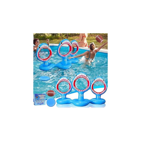 Inflatable Shark and Frisbee Pool Games for Kids and Adults Pool Party Toys for Summer