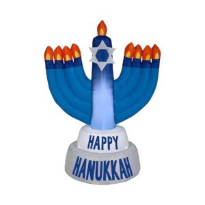 Inflating Hanukkah Christmas Menorah with Easy Deflation for Storage