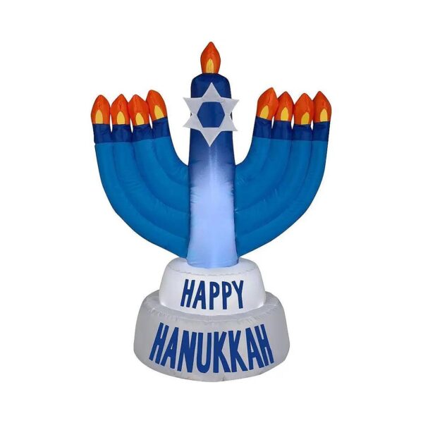 Inflating Hanukkah Christmas Menorah with Easy Deflation for Storage