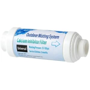 Inline Water Filter for Misting Systems Reduces Hard Water Spots and Softens Water