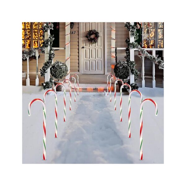 Install Christmas Candy Cane Pathway Markers Lights with Stakes