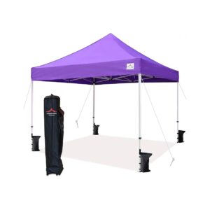 Instant 10x10 Pop Up Canopy Tent with Heavy Duty Roller Bag Purple