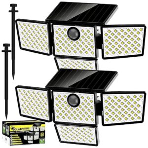 Integrated Motion Sensor Solar Flood Lights for Outdoor Garden and Pathway Illumination