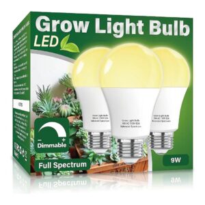 Intensity LED Grow Light Bulb for Indoor Plants, 3-Pack, A19 Bulb, Full Spectrum