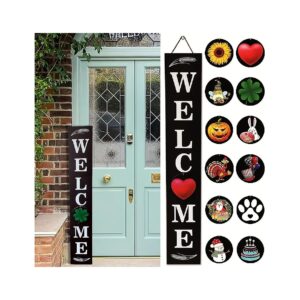 Interchangeable Seasonal Signs for Front Door Porch Decor in Black