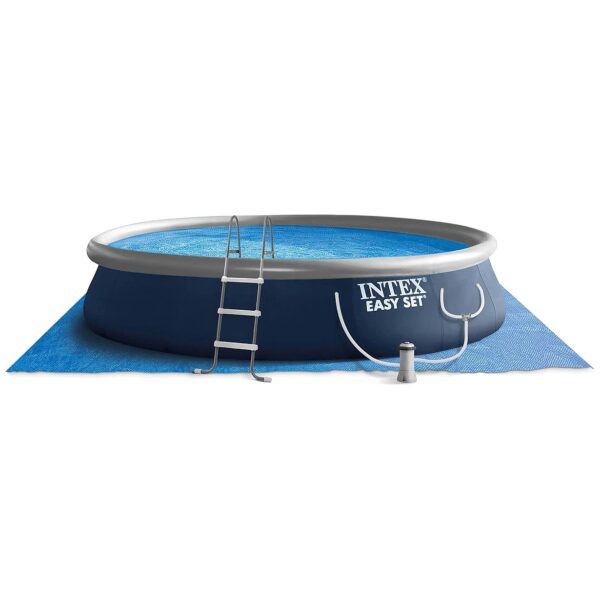 Intex Style Round Above Ground Inflatable Pool with Filter Pump and Ground Cloth