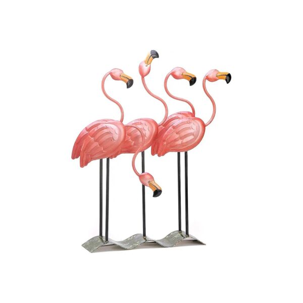 Iron Five Piece Flamingo Figurine Garden Home Decoration