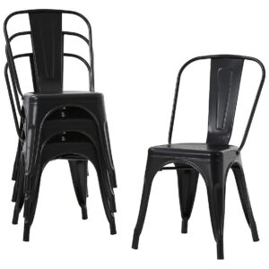 Iron Metal Chair Set with 18 Inch Seat Height and Slat Back Design for Dining