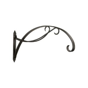 Iron Scroll Hook Wall Bracket with Black Powder-Coated Finish for Hanging Baskets