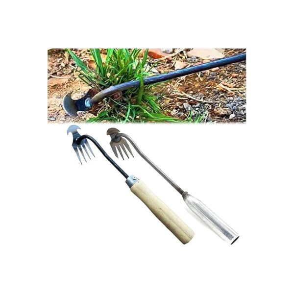 Iron and Wood Handle Weeding Tool Set for Home Garden and Backyard Farm