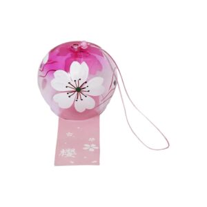 Japanese Floral Patterned Handmade Glass Wind Chimes with Clear Glass