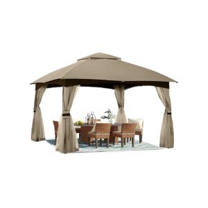 Khaki Colored Waterproof Gazebo Canopy for Shade and Rain Protection