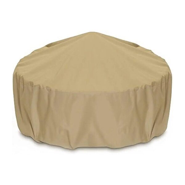 Khaki Fire Pit Cover with Level 4 UV Protection for 60-Inch Round Fire Pits