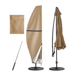 Khaki Waterproof Patio Umbrella Cover for Offset Parasols with 8 inch Top Width