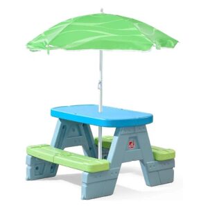 Kids' Picnic Table with Built-in Umbrella and Spacious Seating for 4 Toddlers