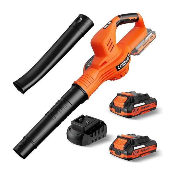 LAZYBOI Cordless Leaf Blower with 2 Batteries and Charger for 30-Minute Worktime