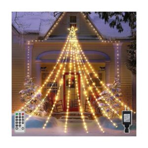 LED Christmas Lights with 8 Lighting Modes and Dimmable Function for Outside Yard House