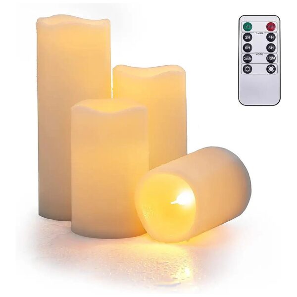 LED Flameless Outdoor Pillar Candles with Realistic Flicker and Static Mode Options