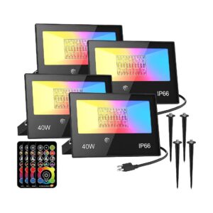 LED Flood Light with RGB Color Change, Timing, and Remote Control for Outdoor Lighting