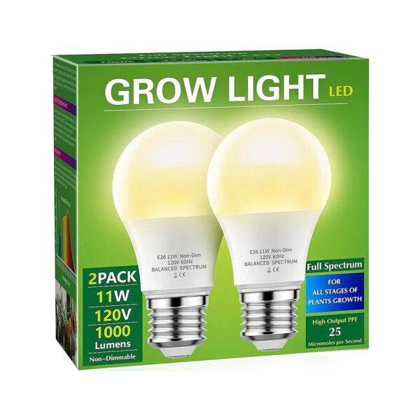 LED Grow Light Bulbs for Indoor Gardens, Seed Starting, and Plant Growth, 100W Equivalent