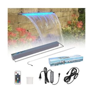 LED Illuminated Acrylic Waterfall Pool Fountain with 7 Color Variations and Remote