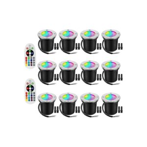 LED Landscape Lights 12Pack RGBW Color Change Lighting 10W 12V-24V Waterproof Connectors