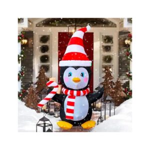 LED Lit Christmas Penguin Decoration with Scarf and Candy for Outdoor Yard Garden Party