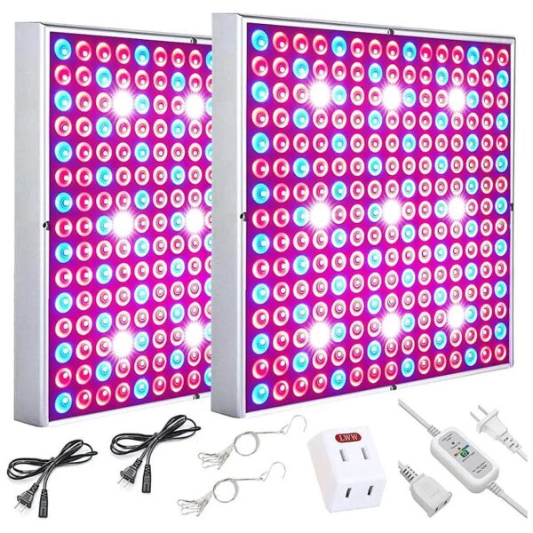 LED Panel Grow Light for Indoor Plants Full Spectrum 75W with Timer and 2 Pack