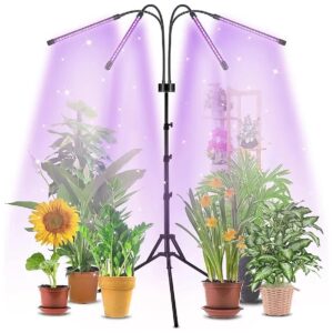 LED Plant Light for Indoor Plants Full Spectrum 80LEDs with Adjustable Tripod and 4 Heads