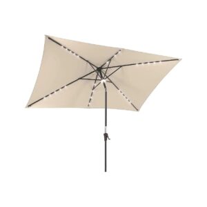 LED Solar Patio Umbrella with Spacious 10x5FT Shade for Backyard