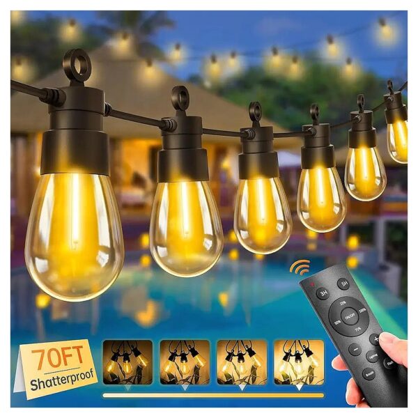 LED String Lights with Dimmable Remote Control 70FT for Garden Patio Yard Gazebo Balcony