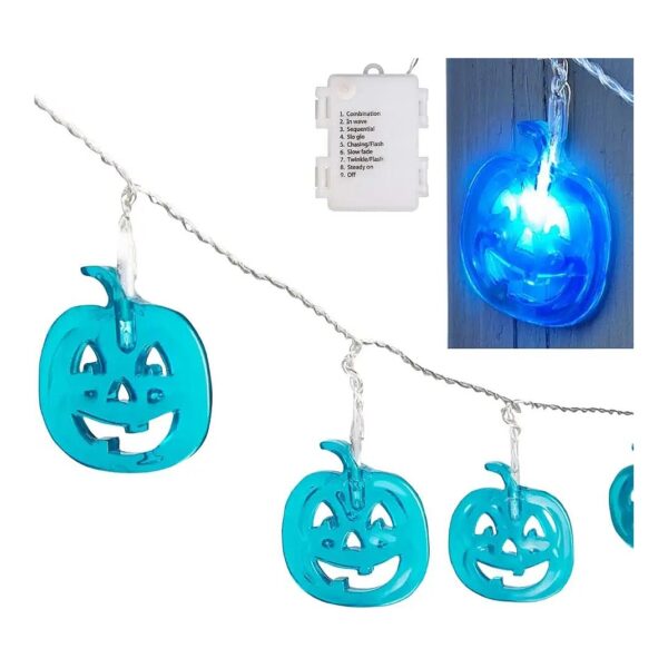 LED Teal Pumpkin Fairy String Lights for Fall Decor and Halloween