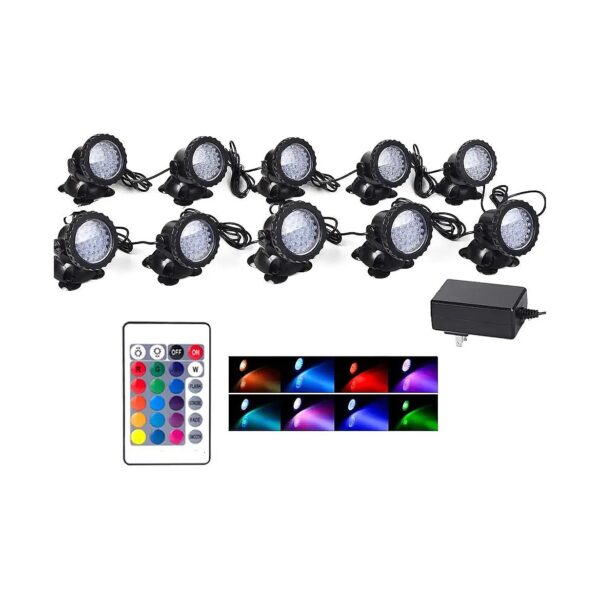 LED Underwater Pond Lights With 16 Colors and Adjustable Brightness