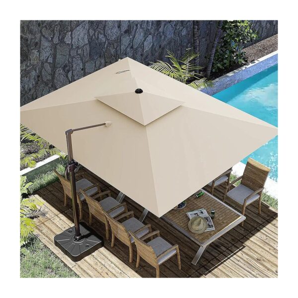 Large 10x13FT Cantilever Outdoor Patio Umbrella with Heavy Duty 360Deg Rotation