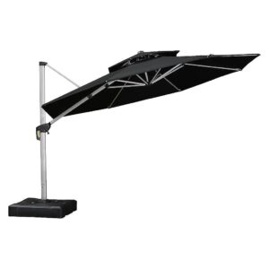 Large 12ft Round Deluxe Outdoor Patio Umbrella with Adjustable Height and Angle Black