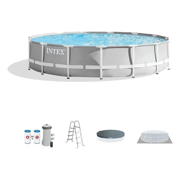 Large 15 Foot Prism Frame Above Ground Pool with Secure Pool Cover Included