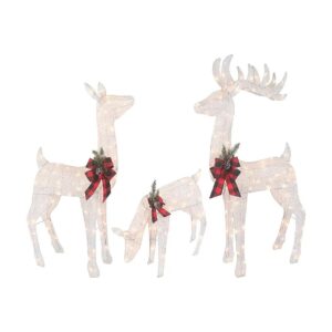 Large 3-Piece Metal Reindeer Family for Indoor or Outdoor Christmas Decorations