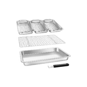 Large 5 x 11 Rotating Pan with Cooling Rack for Roast Chicken and Meat