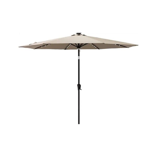 Large 9 ft Patio Umbrella with Solar Powered LED Lights and Central Hub Light