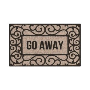 Large Black Brown Floral Stripe Geometric Door Mat for Front Entrance and Garage